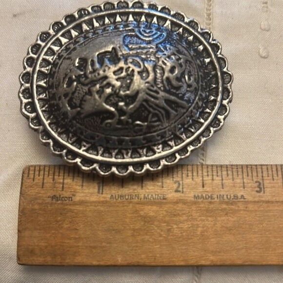 🖤 Vintage Carlos Falchi Belt Buckle – Ornate Metal Design - Picture 2 of 4